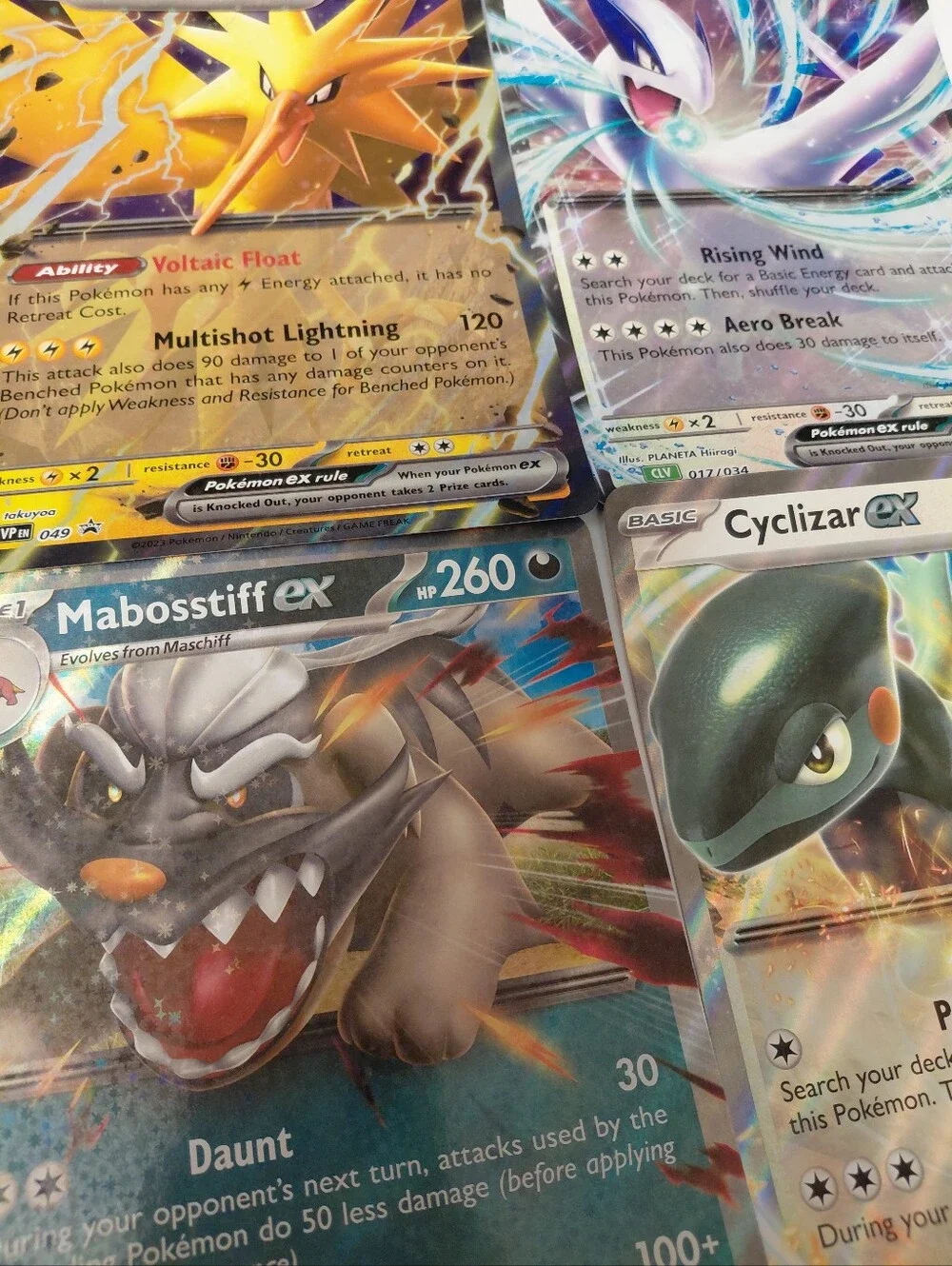 4 JUMBO Pokemon Card Lot - Zapdos, Mabosstiff, Cyclizar, And Lugia